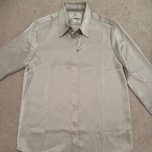 Babaton Prospect Satin Shirt in Matte Pearl